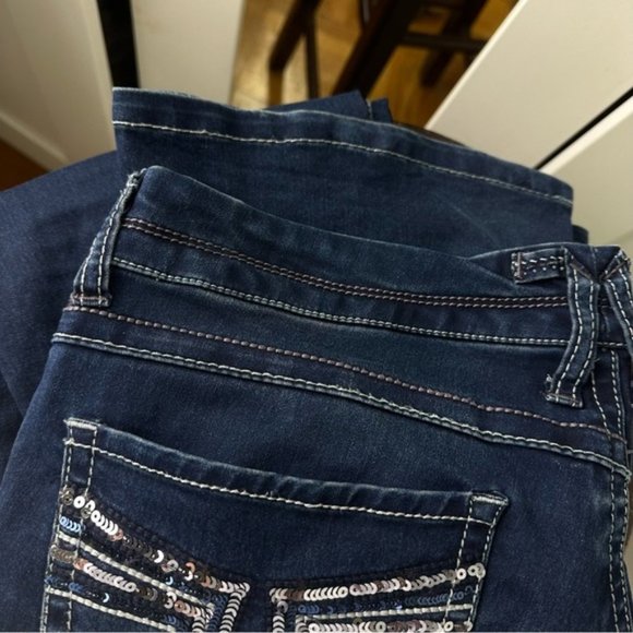 SEVEN7 Rocker Slim Bootcut Embellished Jeans 14 - Picture 12 of 12